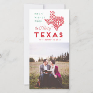 Det moderna julhjärtat i Texas Photo Hälsning Julkort