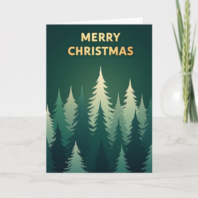 Det moderna julkortet Guld och Forest Grönt Kort (Framsida)
