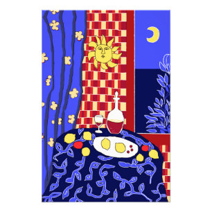 Det moderna konstlivet med Lemons och Vin Fototryck