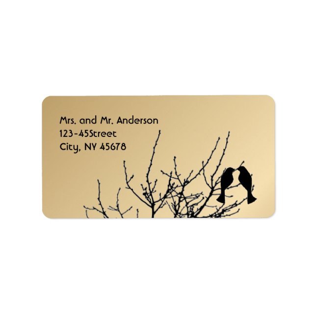 det moderna love birds-landsbyggsbröllopet adressetikett (Framsidan)
