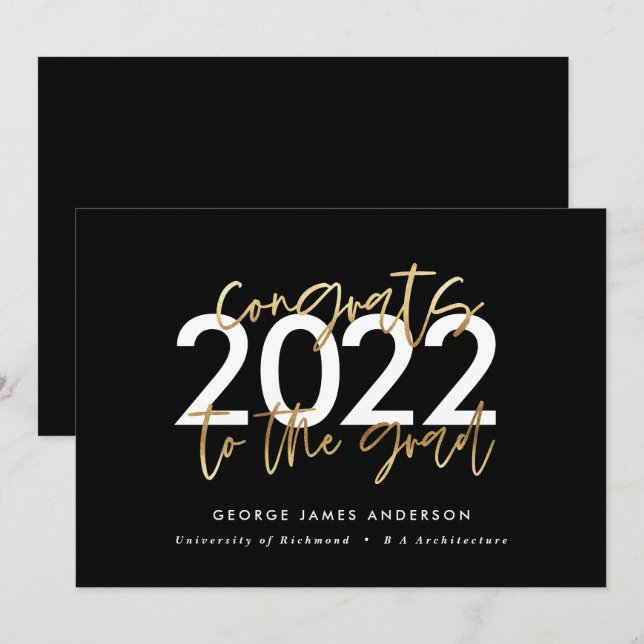 Det moderna manuset snyggt studenten inbjudningar (Fram/baksida)