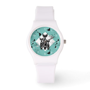 Det moderna medelårhundradets Retro Cats Cute Möns Armbandsur