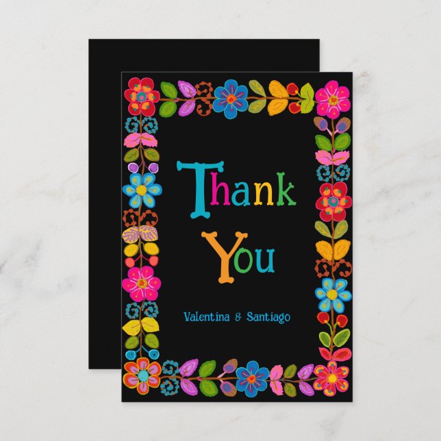 Det moderna mexikanska bröllop tack kort (Fram/baksida)