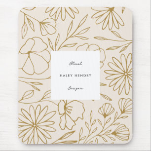 Det moderna minimalistiska Blommönstret Guld och R Musmatta