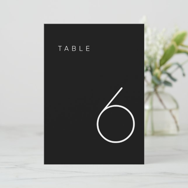 Det moderna minimalistiska Bordsnumret Black and W Inbjudningar (Stående Fram)