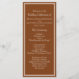 Det moderna minimalistiska Brown-Bröllopsprogramme Program