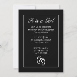 Det moderna minimalistiska föget Flicka Birth Fira Inbjudningar