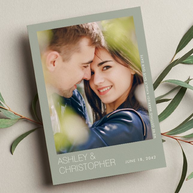 Det moderna minimalistiska foto-kortet Bröllop Spa Spara Datumet (Skapare uppladdad)