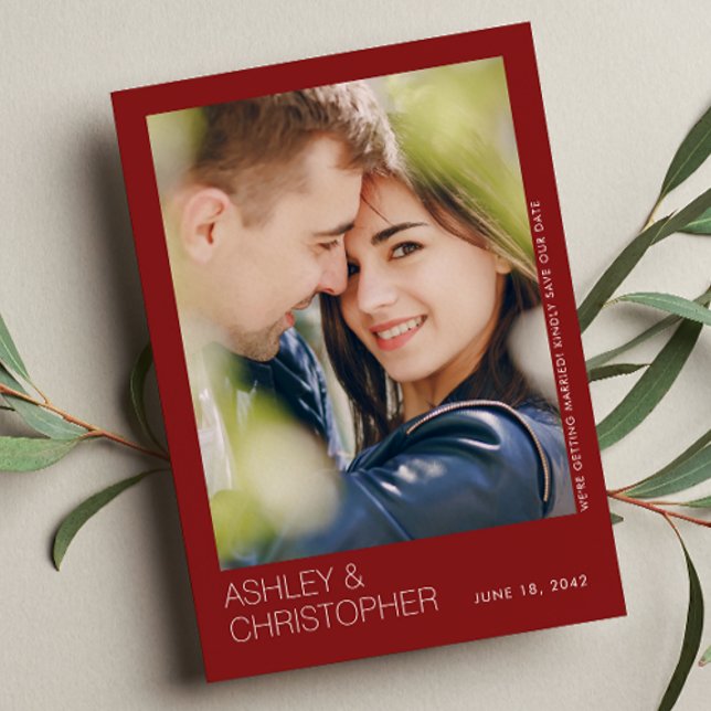 Det moderna minimalistiska foto-kortet Bröllop Spa Spara Datumet (Skapare uppladdad)