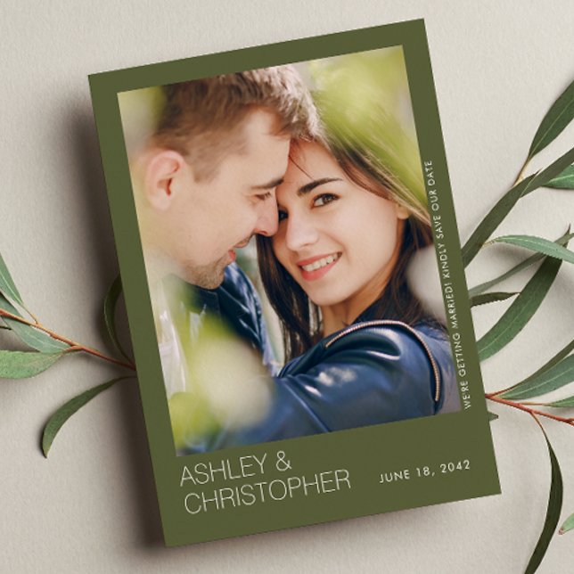 Det moderna minimalistiska foto-kortet Bröllop Spa Spara Datumet (Skapare uppladdad)