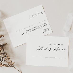 Det moderna minimalistiska Maid of honor-Frieri ko Inbjudningar