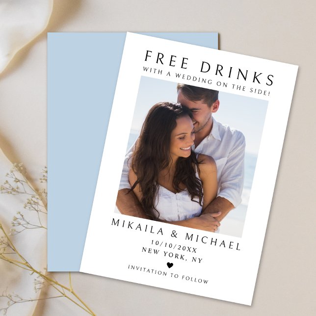 Det moderna minimalistiska parets fotofunny Bröllo Spara Datumet (Skapare uppladdad)