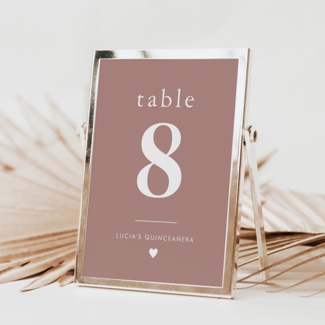 Det moderna minimalistiska Quinceañera-Bordsnumret Bordsnummer (Zazzle Modern Minimalist Quinceañera Table Number )