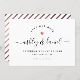 Det moderna minimalistiska Ro Guld-datumet Spara b Inbjudningar