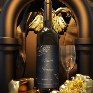 Det moderna minsta botaniska blodet Deep Blue & Gu Vinflaska Etikett