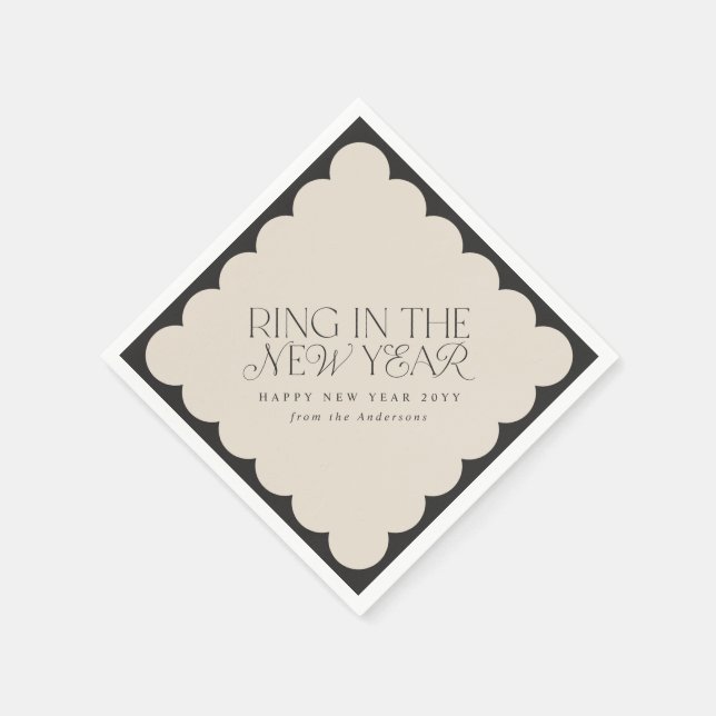 Det moderna minsta nya året svarta helgdag vågigt  pappersservett (Hörn)