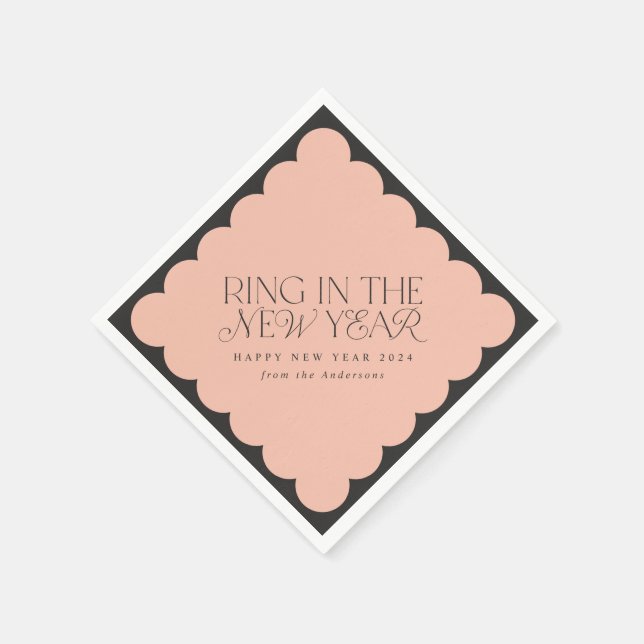 Det moderna minsta nya året svarta helgdag vågigt  pappersservett (Hörn)