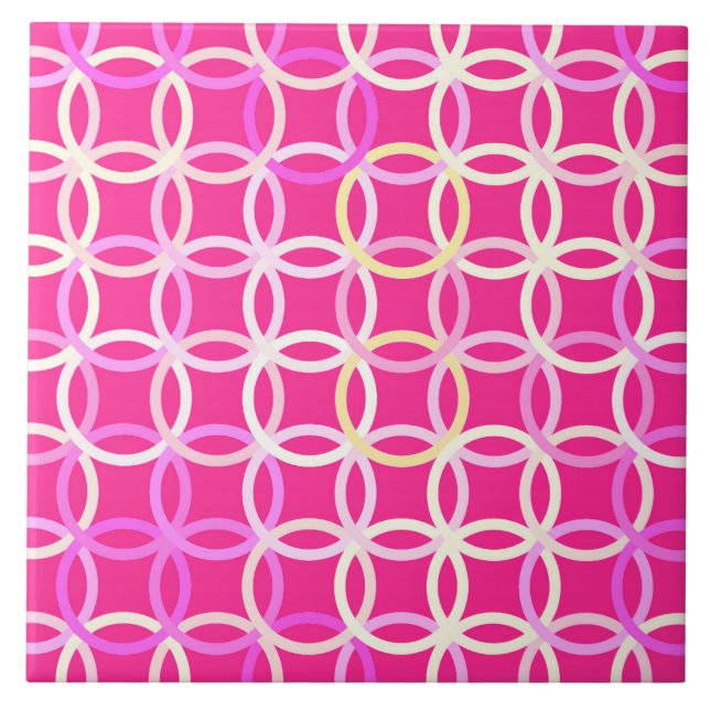 Det moderna Mitt--Århundradet cirklar, fuchsia Kakelplatta (Framsidan)