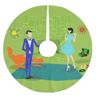 Det moderna mitt- århundradet kopplar ihop julgransmatta borstad polyester