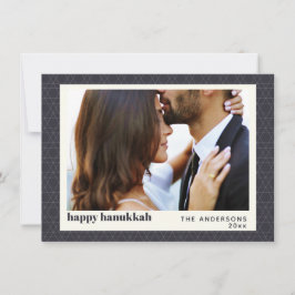 Det moderna Mörk blått foto-kortet Hanukkah Star M Julkort