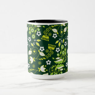 Det moderna Mörk grönt skandinaviska Blommönstret Mugg