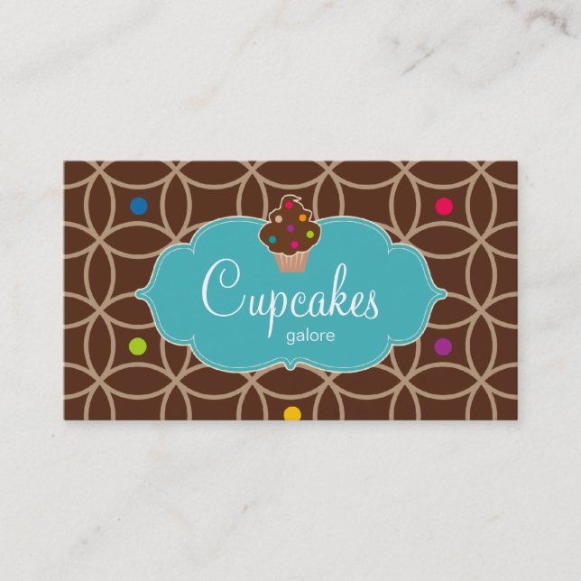 Det moderna muffinbagerit pricker chokladblått visitkort (Framsida)
