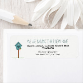 Det moderna nya hemmet vi är flytta returadress etikett