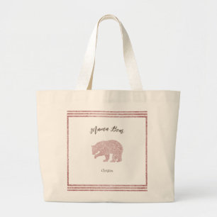 Det moderna och Chic Glitter Rosa Mamma Bear Jumbo Tygkasse