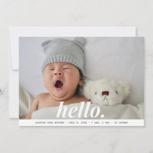 Det moderna Pojke Grått Hej Birth Notice Meddelande