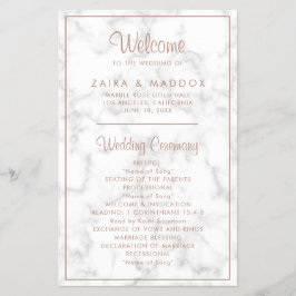 Det moderna Ro Guld Marble-Bröllopsprogrammet Flygblad