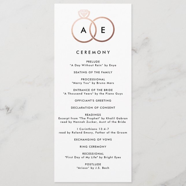 Det moderna Ro-Ringar Personligt bröllp-programmet Program (Framsida)