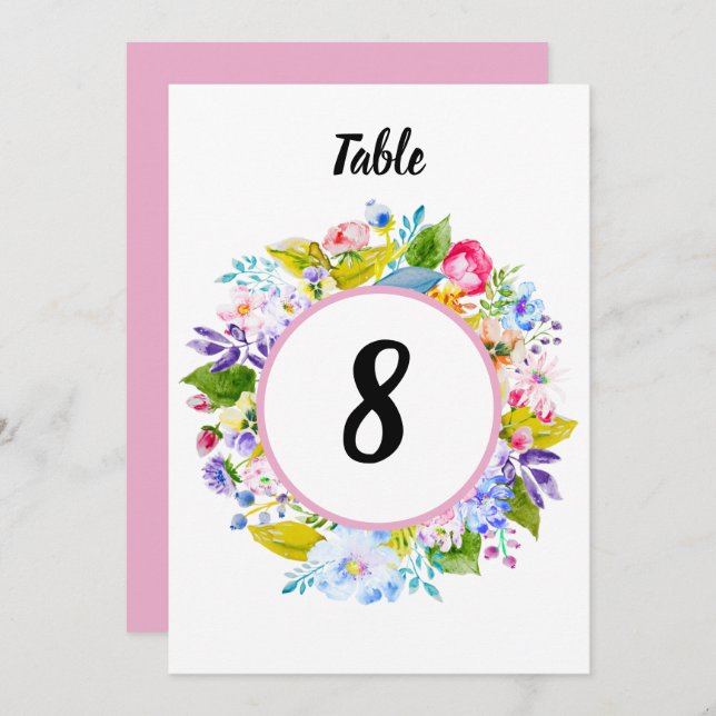 Det moderna Rosa Blommigten Romantic Bröllop Bords Inbjudningar (Fram/baksida)