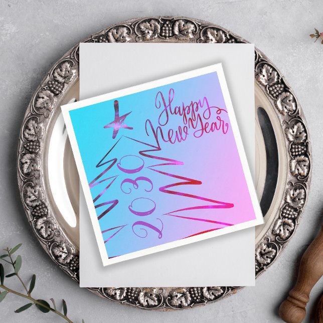 Det moderna rosa Julgran Nya året party Pappersservett (Skapare uppladdad)