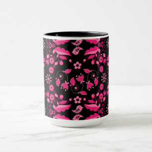 Det moderna Rosa-skandinaviska Blommönstret Mugg
