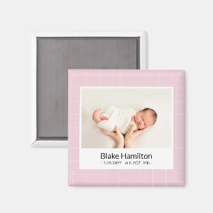 Det moderna Rosans unika Baby-födelsemeddelande Magnet