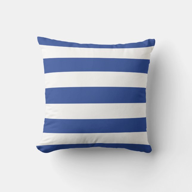 Det moderna Royalet Blue and White Rand Kudde (Framsida)