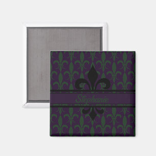 Det moderna Royalets Lila Fleur-de-lis mönster Mon Magnet