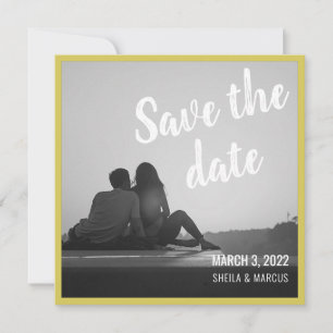 Det moderna skriptsparandet av fotokortet Date Brö