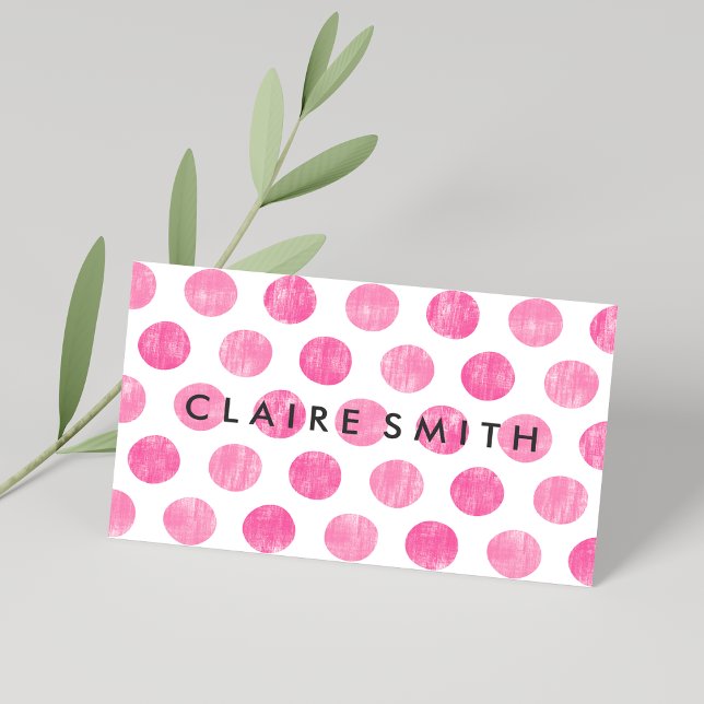 Det moderna stora trendiget polka dots mönster-bag visitkort (Modern pink large trendy polka dots pattern bakery business card )