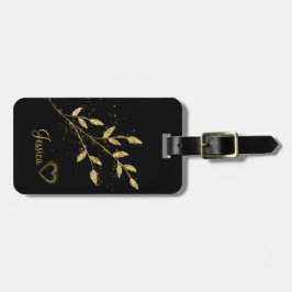 Det moderna Svarta och Guld-Anpassadet Namn Bagagebricka