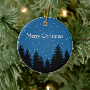Det moderna träd silhouettes stjärnahimmelgod jul julgransprydnad keramik
