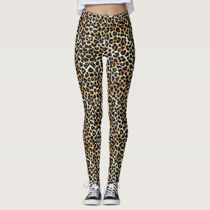Det moderna Trendiget Black Tan White Leopard Skri Leggings