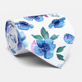 Det moderna Trendiget Blue Modern Söt Blommönster Slips