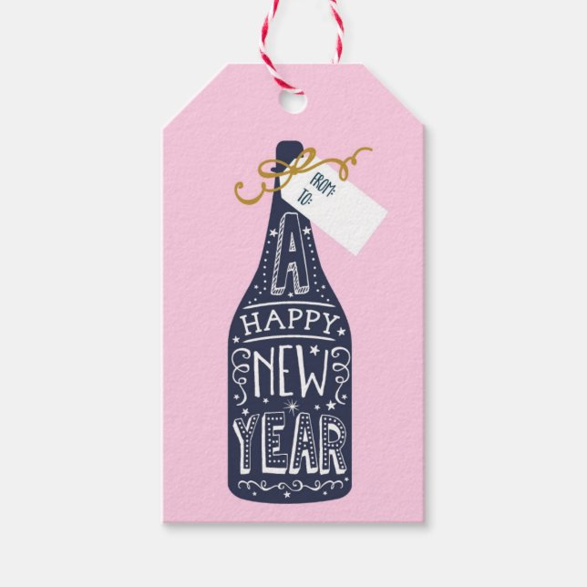 Det moderna Trendiget Champagne Flaska Presentetikett (Framsidan)