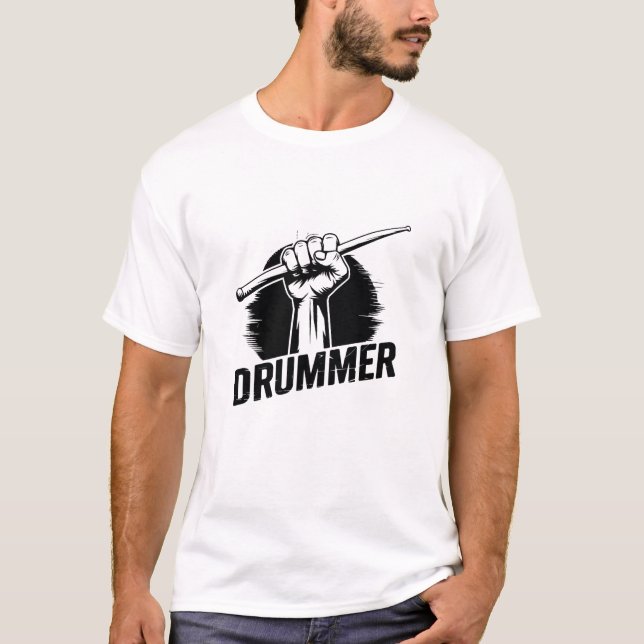Det moderna Trendiget Drummer börjar med drumstips T Shirt (Framsida)