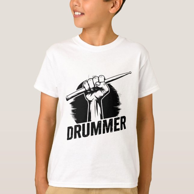 Det moderna Trendiget Drummer börjar med drumstips T Shirt (Framsida)