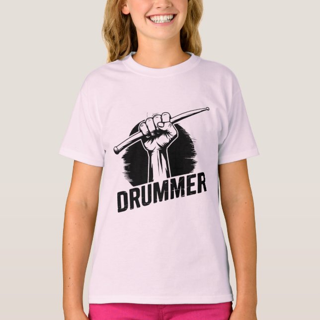 Det moderna Trendiget Drummer börjar med drumstips T Shirt (Framsida)