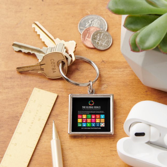 Det moderna Trendiget för nukleärt fysiskt skydd - Fyrkantig Silverfärgad Nyckelring (Skrivbord)