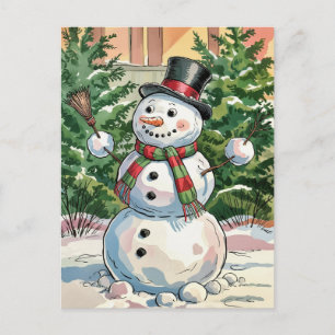 Det moderna Trendiget God jul Snögubbe Helg Vykort