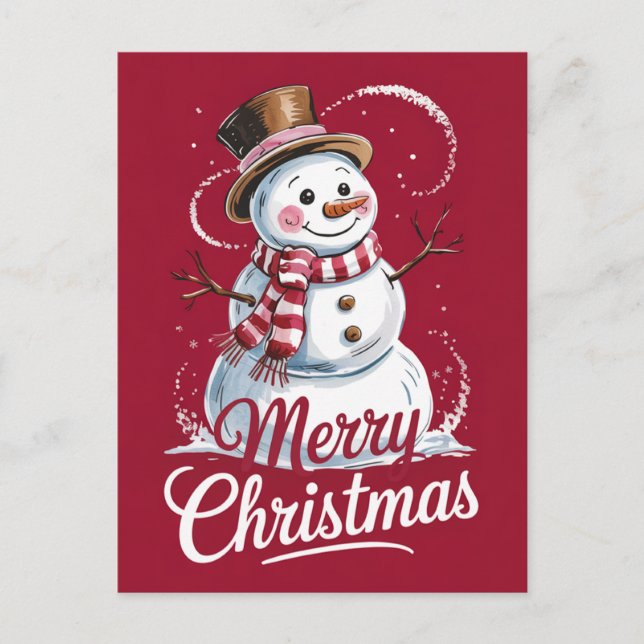 Det moderna Trendiget God jul Snögubbe Helg Vykort (Framsida)